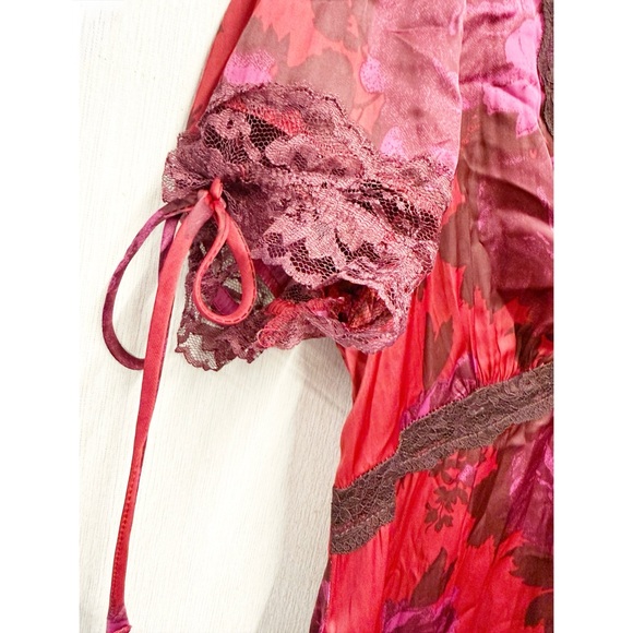 NWOT Free People Jos Floral Mini Dress Berry Combo, Size Small - Picture 8 of 13